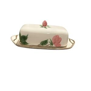 Franciscan Desert Rose Butter Dish with Lid - Made in England - Pink Floral